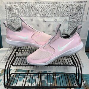 Nike Flex Runner Pink Foam Metallic Silver Sneakers AT4662-609 7Youth/Womans 8.5